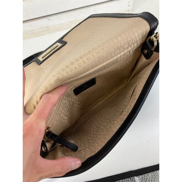 KATE SPADE, BLACK SMOOTH LEATHER SLIM CROSSBODY BAG - Picture 8 of 12